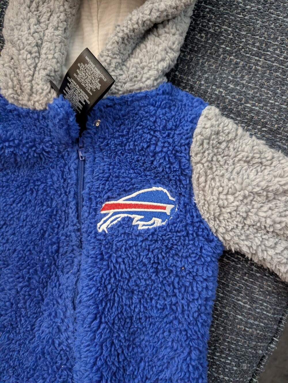 Buffalo Bills Sherpa Zip Hoodie - Royal Blue & Gray 6/9 Months